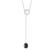 Colier argint cu perla naturala neagra si cristale DiAmanti SK25234N_B-G